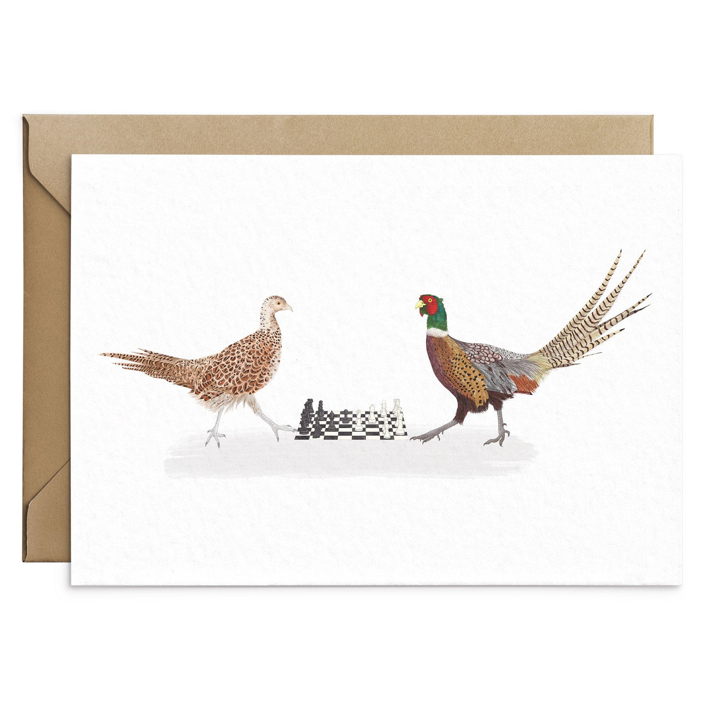 Pheasants Playing Chess Game Birds Card - Poppins & Co.