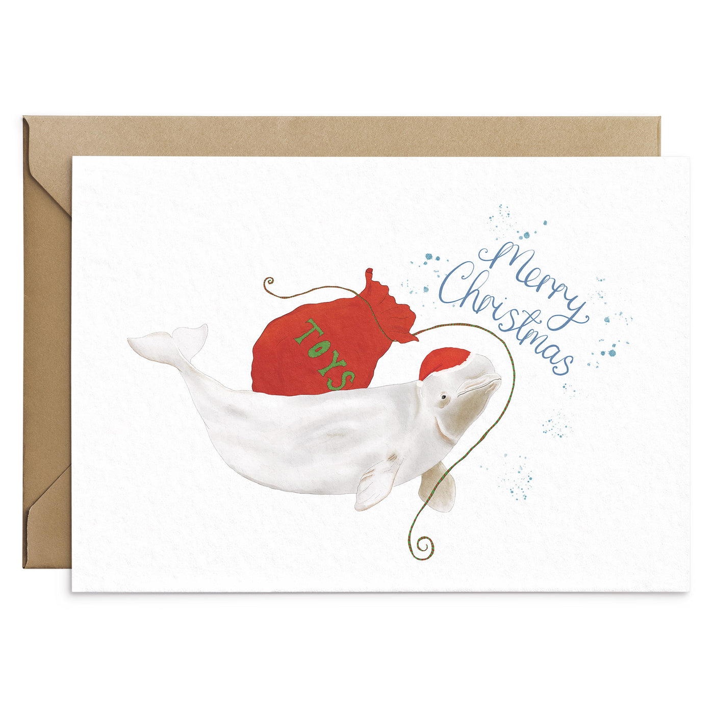 Beluga Whale Christmas Card - Poppins & Co.