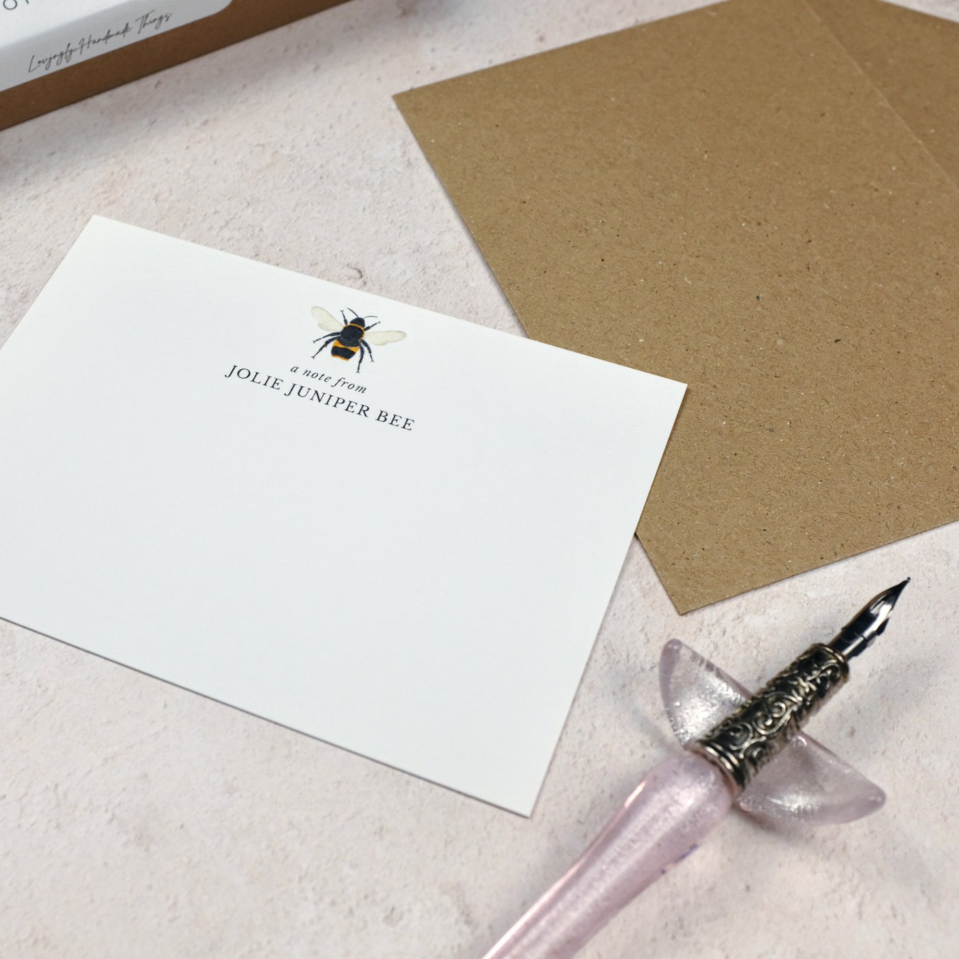 Bumble Bee Personalised Note Cards - Side - Poppins & Co.