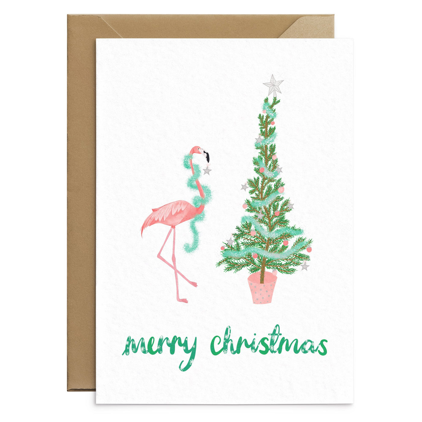 Cute Flamingo Christmas Card - Poppins & Co.