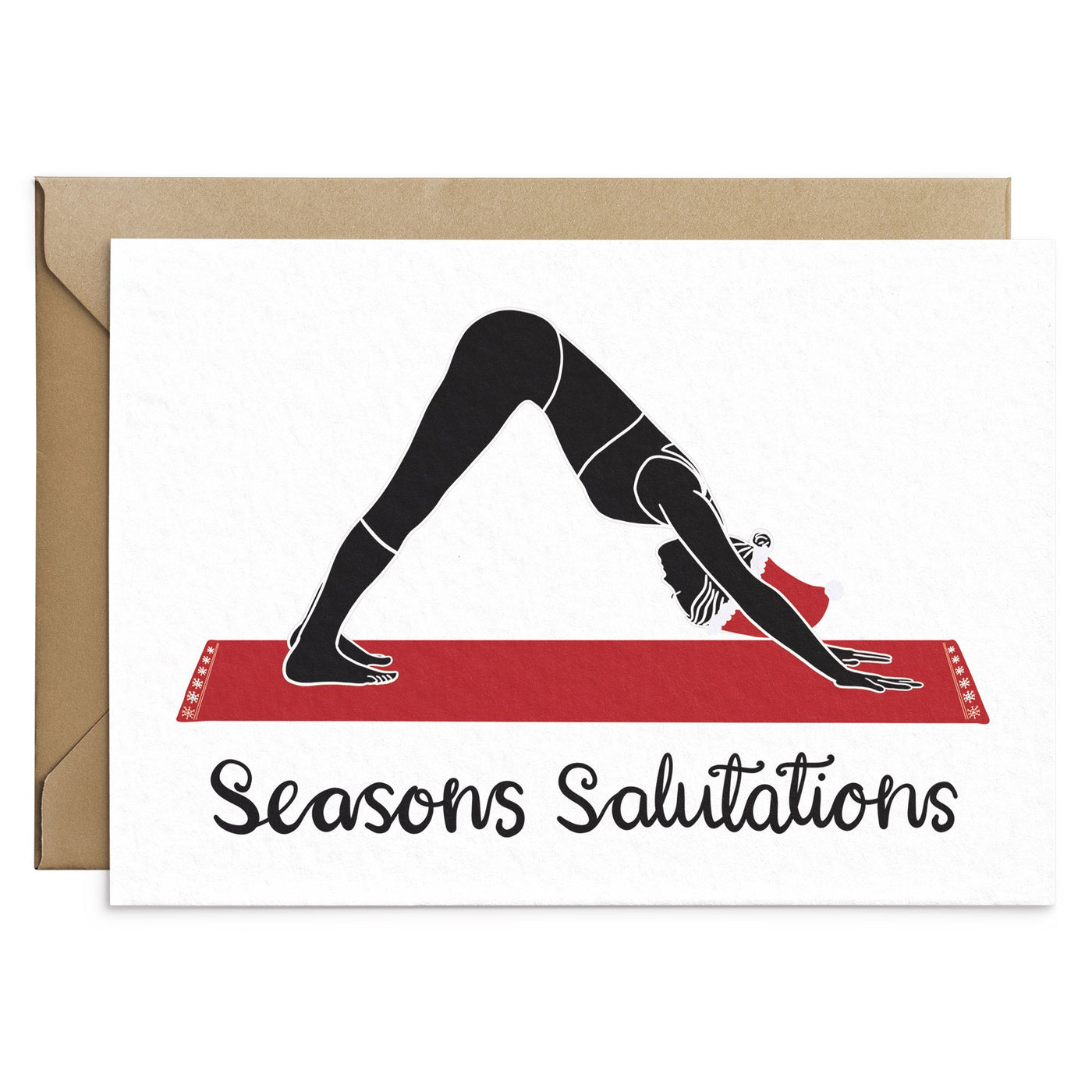 Yoga Christmas Card Down Dog Pose - Poppins & Co.