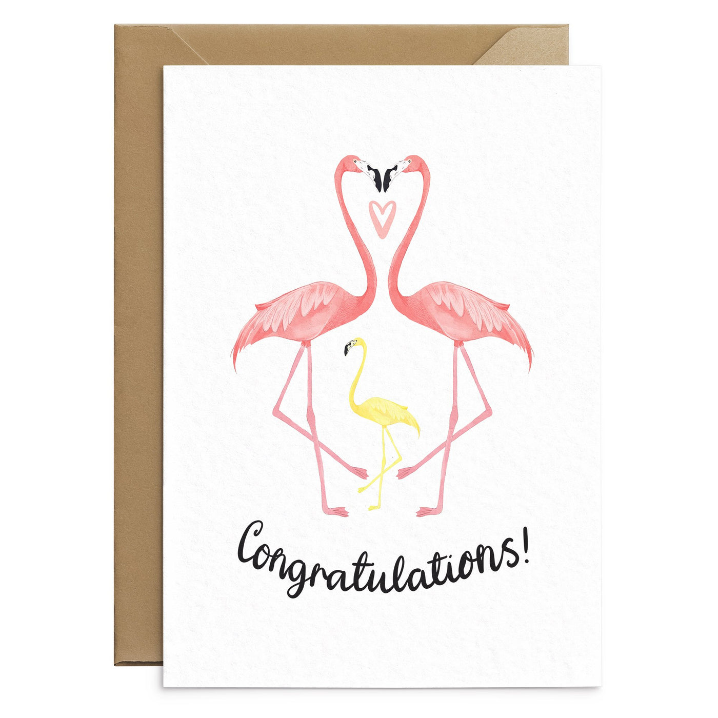 Flamingo Baby Card Yellow - Poppins & Co.