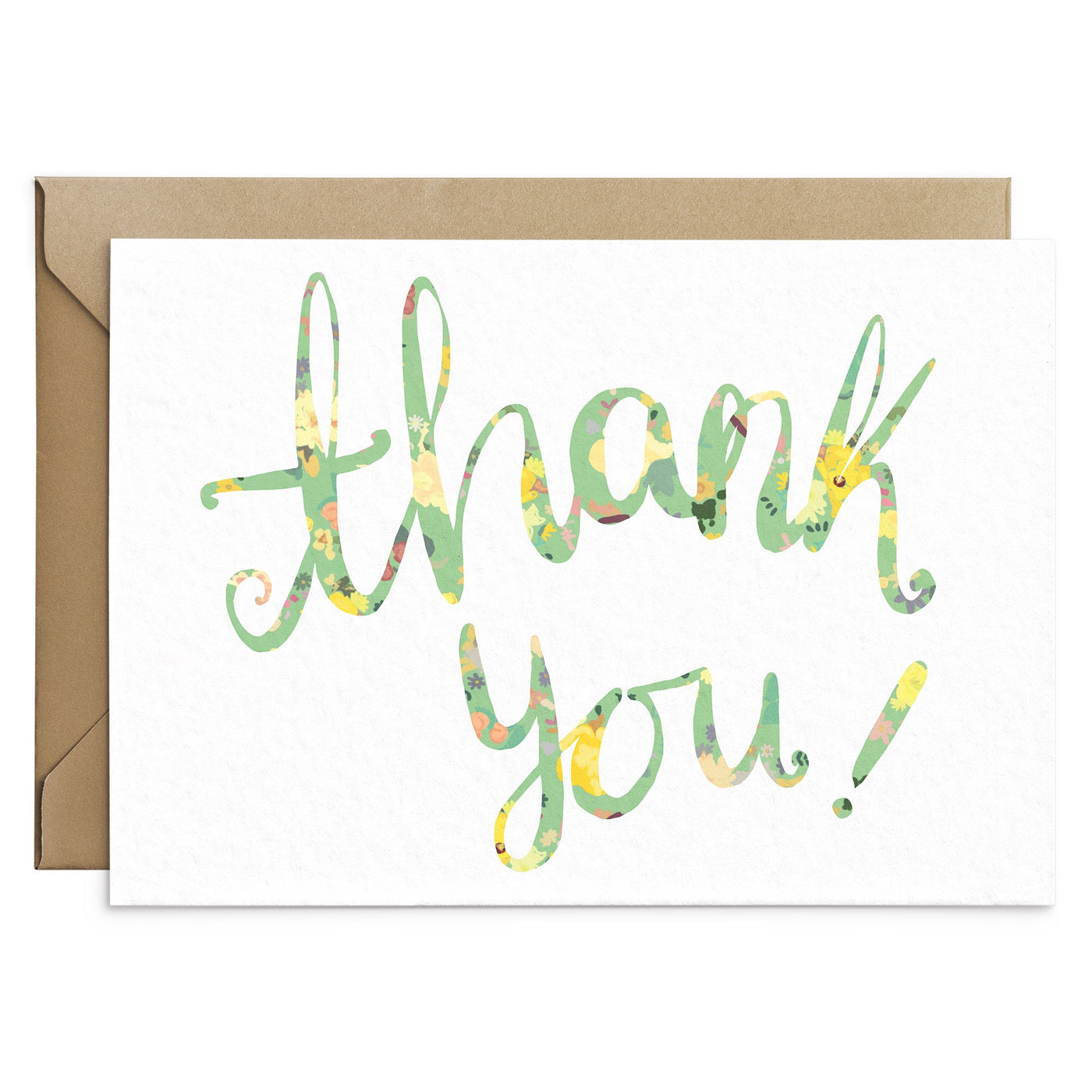 Green Floral Thank You Card - Poppins & Co.