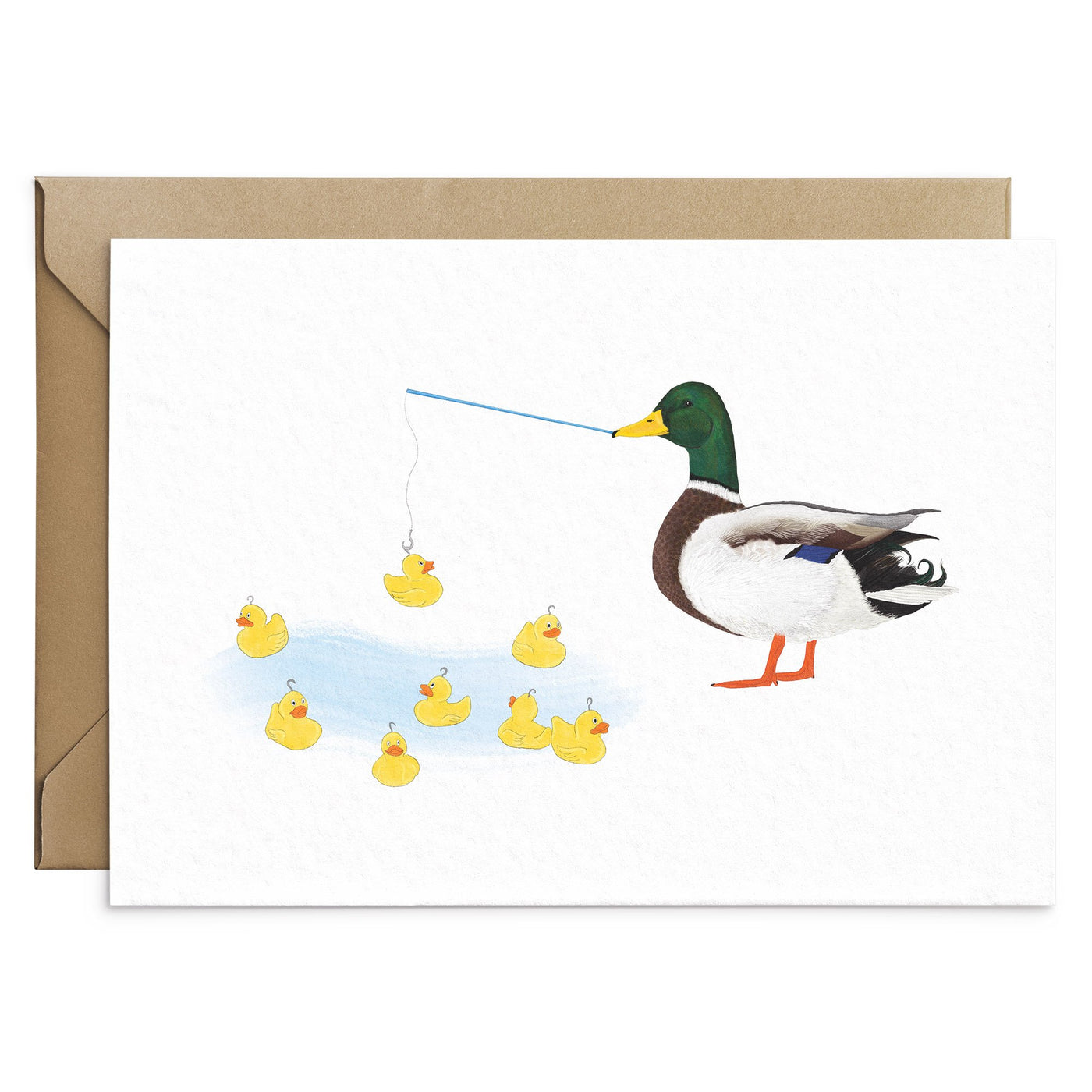 Mallard Playing Hook-a-Duck Game Bird Card - Poppins & Co.