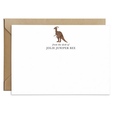 Parasaurolophus Dinosaur Personalised Notecard Set - Poppins & Co.