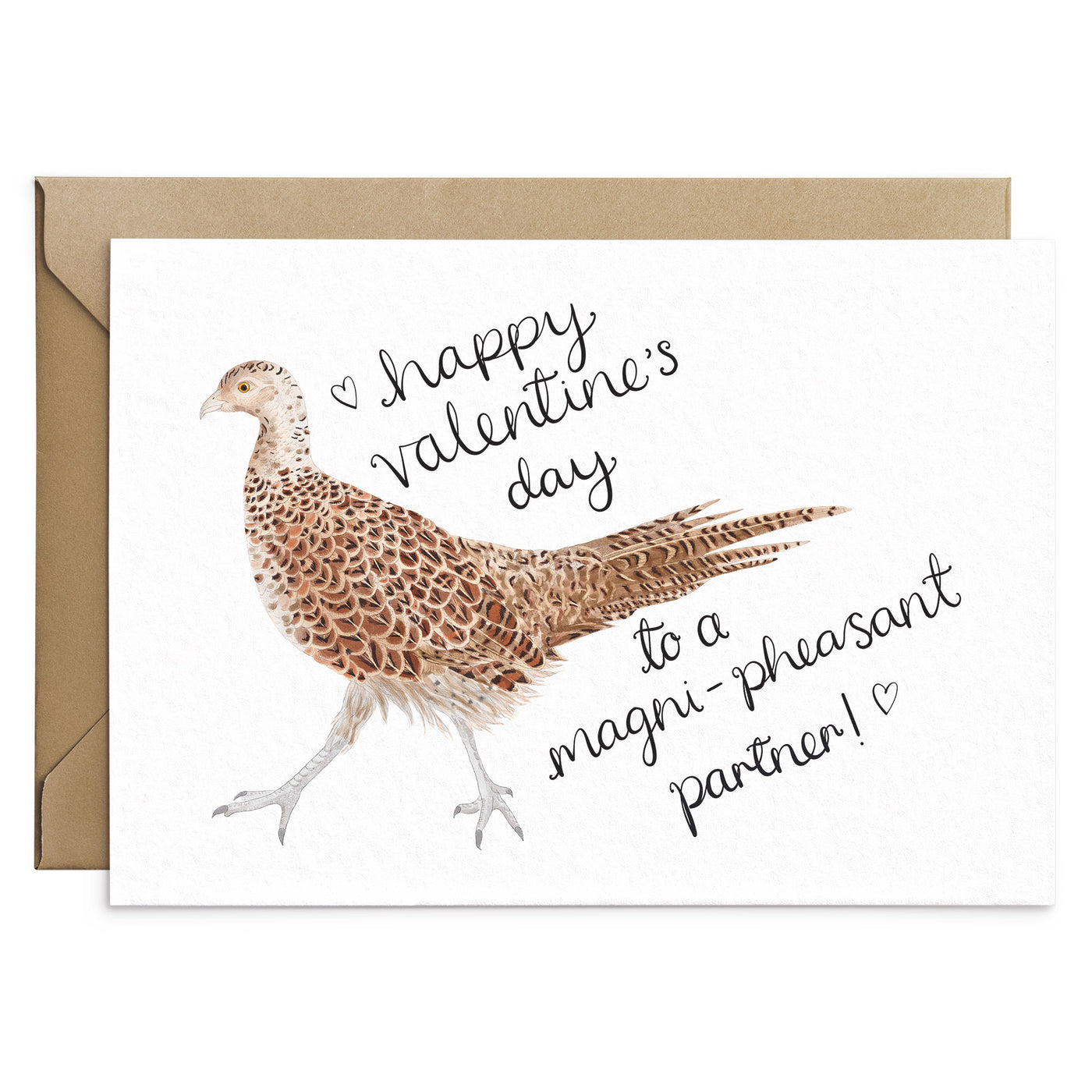 Funny Female Pheasant Pun Valentines Card - Partner - Poppins & Co.