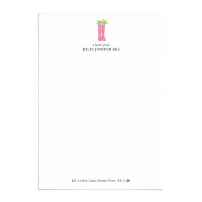 Pink Welly Writing Paper Set - Poppins & Co.