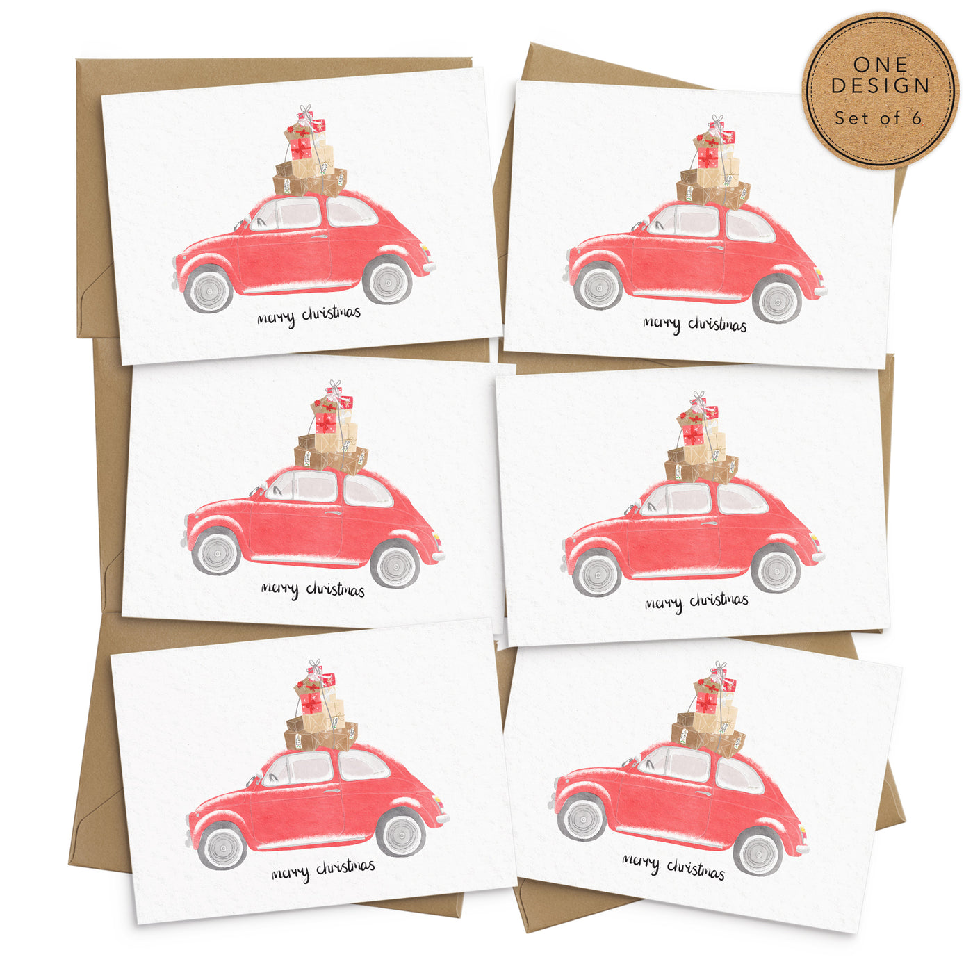 Red Car Christmas Cards Set - Poppins & Co.
