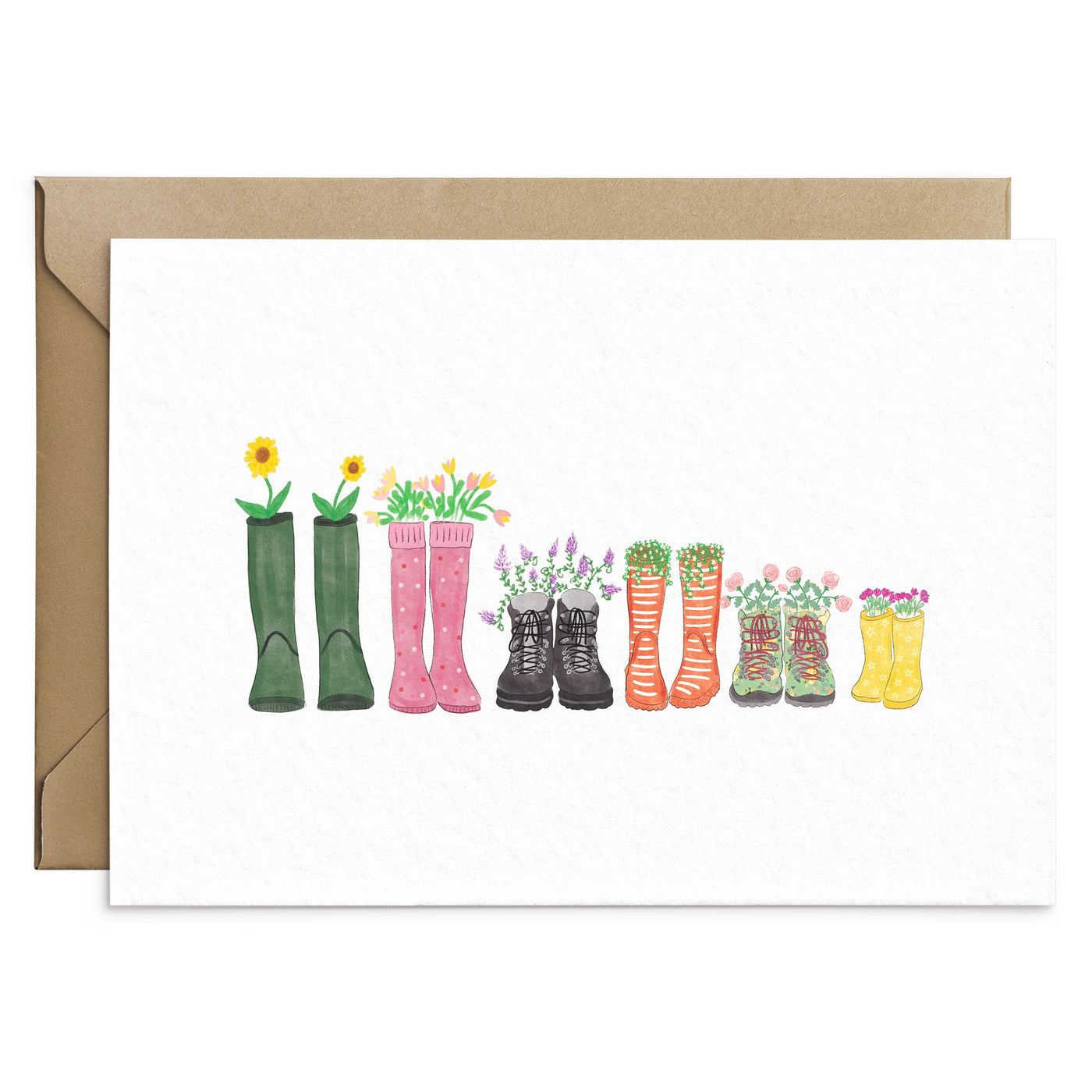 Floral Welly Boots Family Card - Poppins & Co.