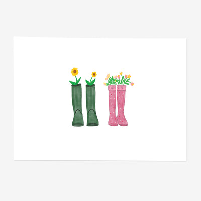 His & Hers Welly Boots Art Print - Poppins & Co.