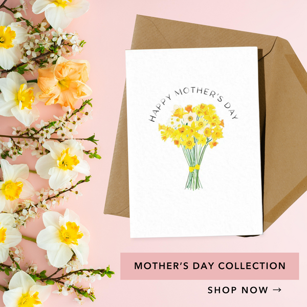 Daffodil Mothers Day Card - A6 Size Greetings Card With Kraft Envelope - Poppins and Co.