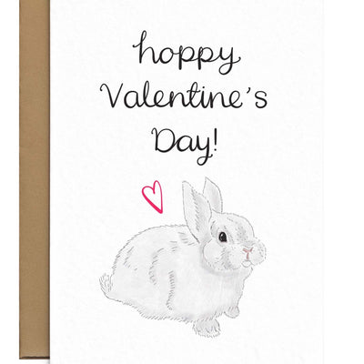 Hoppy Valentines Card - Bunny Rabbit Card