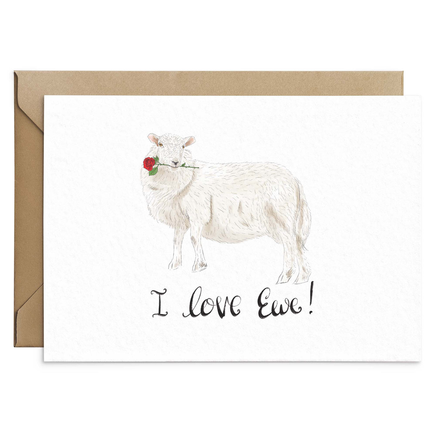 I Love Ewe - Cute Sheep Valentines Card