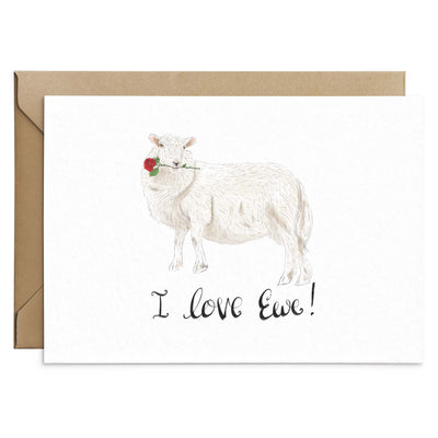 I Love Ewe - Cute Sheep Valentines Card