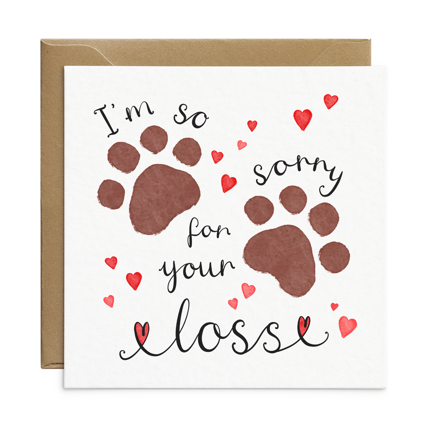 Muddy paw prints pet bereavement greetings card by Poppins and Co
