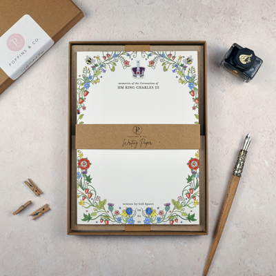 HM King Charles Coronation Gift - Personalised Writing Paper Keepsake Set