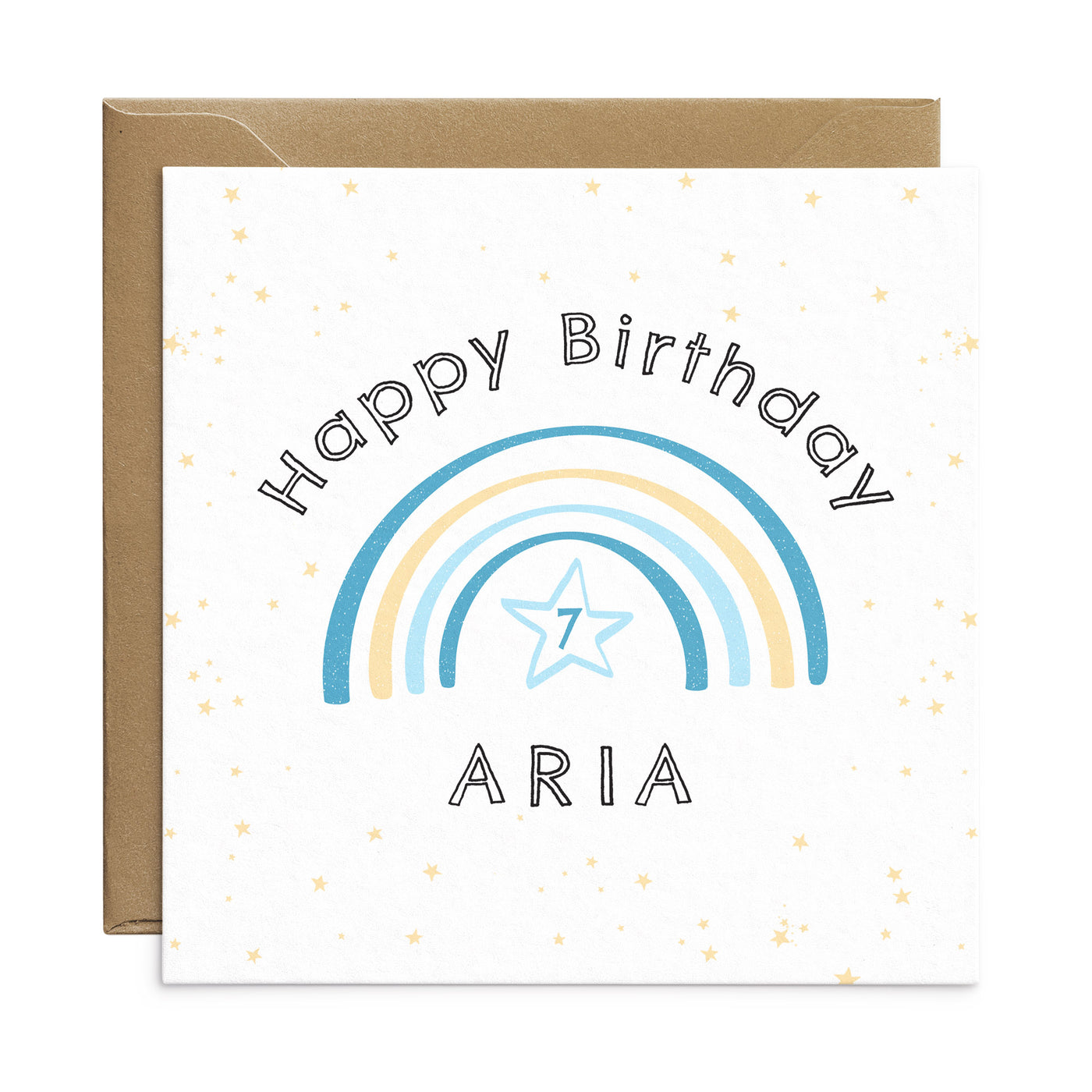 Personalised Pastel Pink or Blue Rainbow Birthday Card For Kids