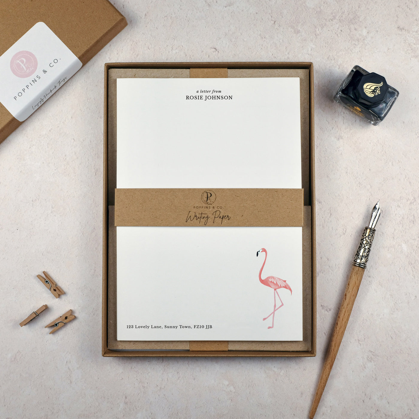 Flamingo Writing Paper Gift Set - Poppins & Co.