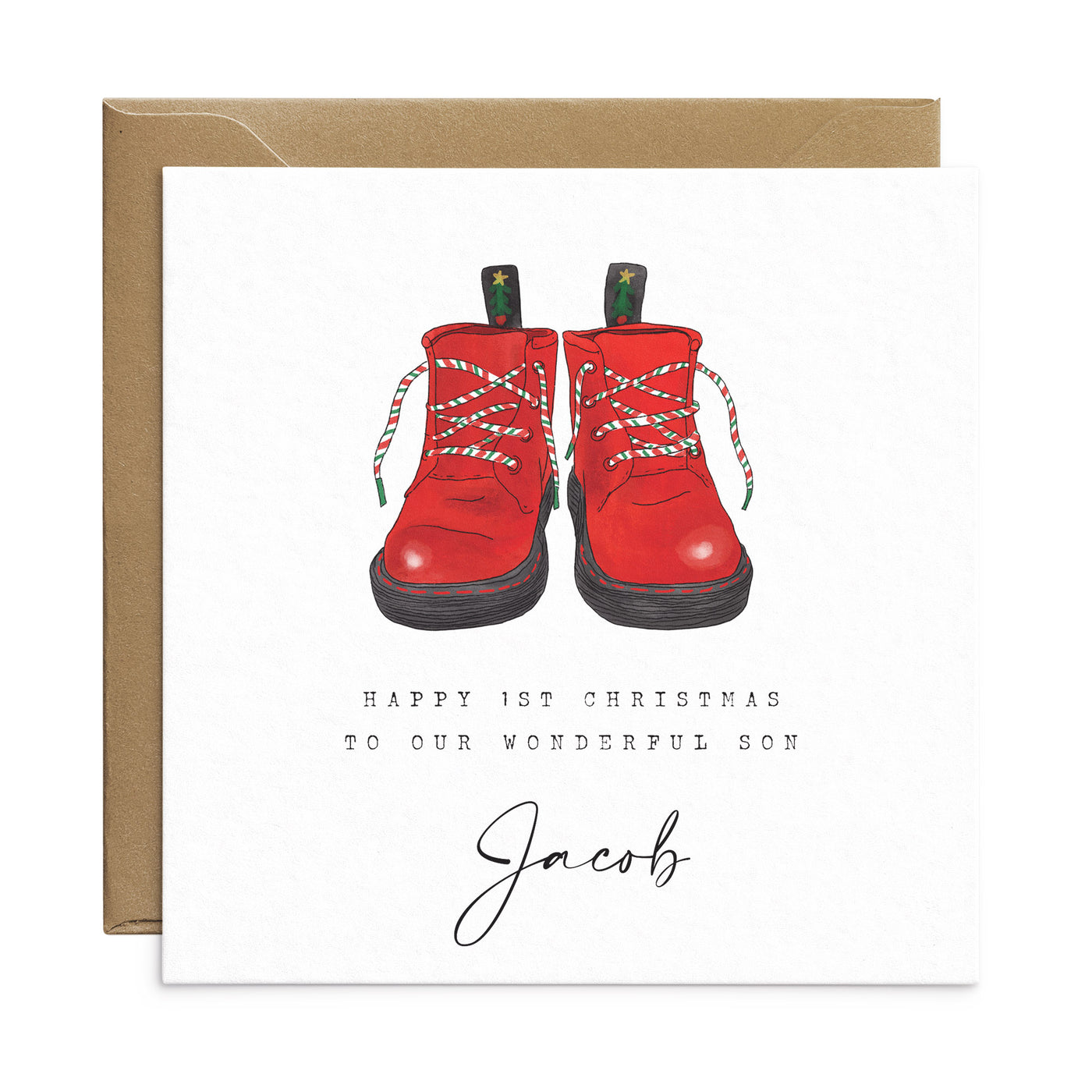 Personalised Baby's First Christmas Card - Poppins and co