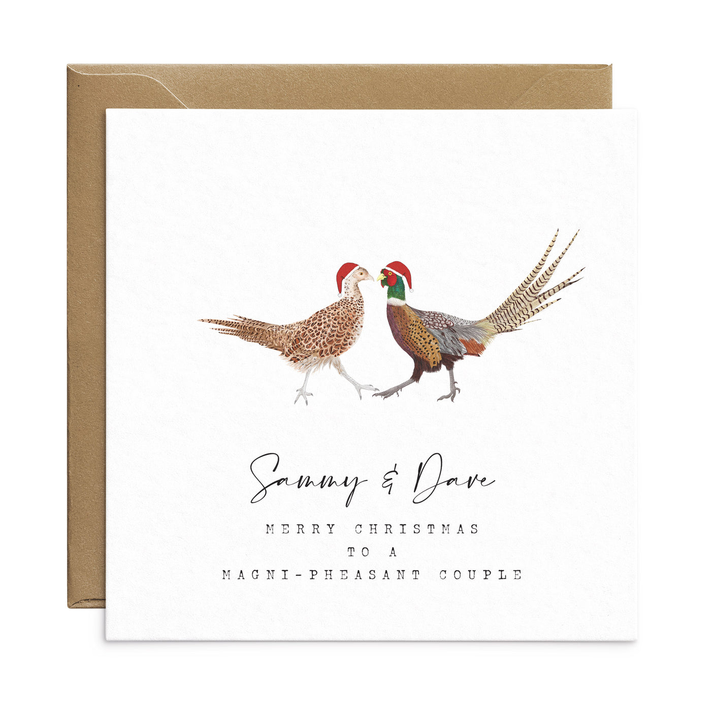 Pheasant Christmas Card - Personalised Couple Card - First Christmas Married - Poppins and co