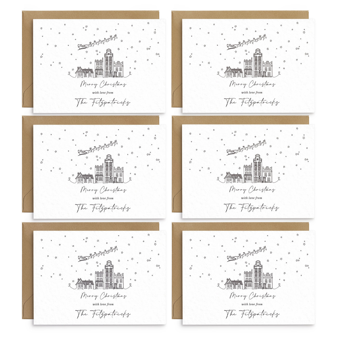 Personalised Family Christmas Card Set Of 12 - From All Of Us - Christmas Card Pack of 18 - Poppins and co