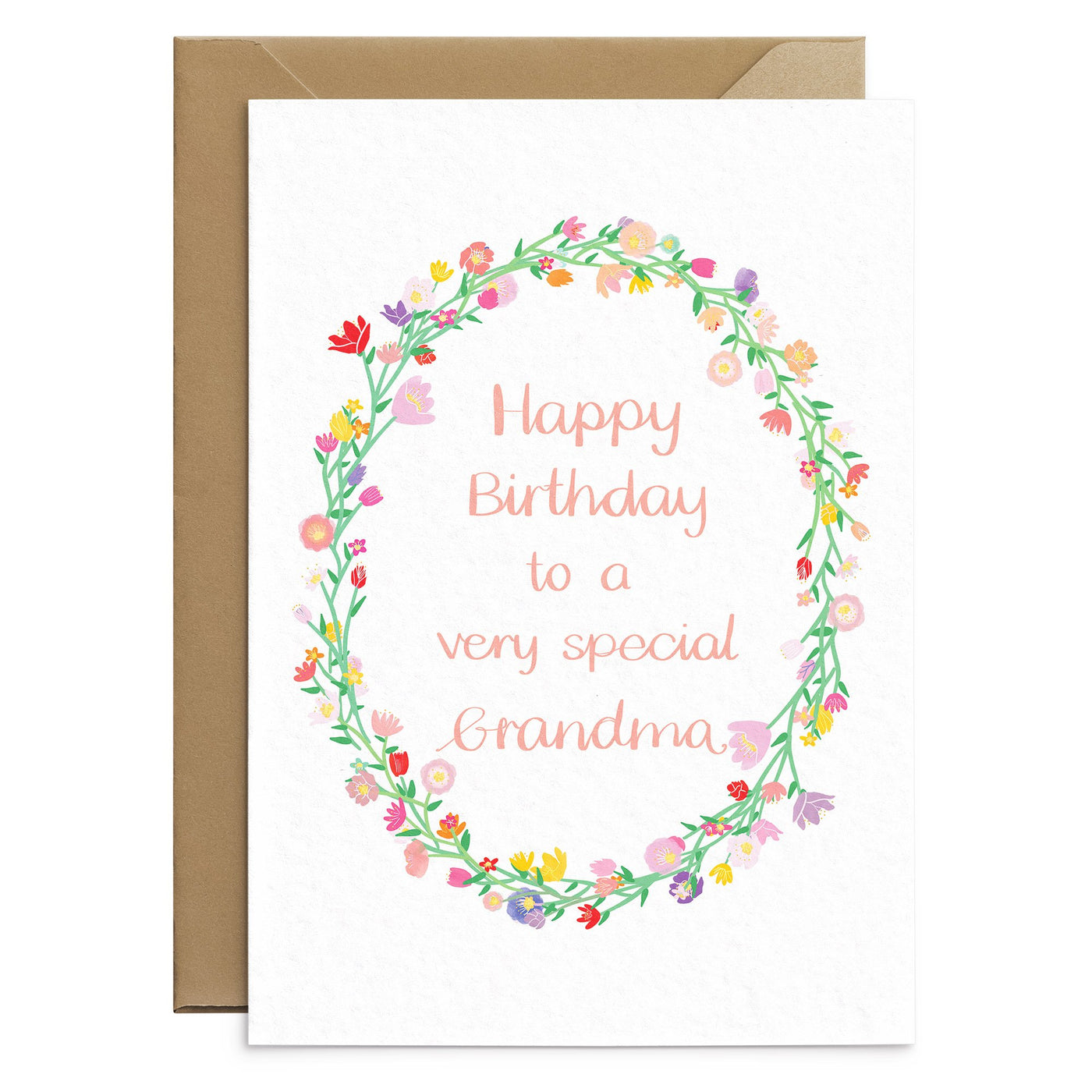 A Very Special Grandma Floral Wreath Card
