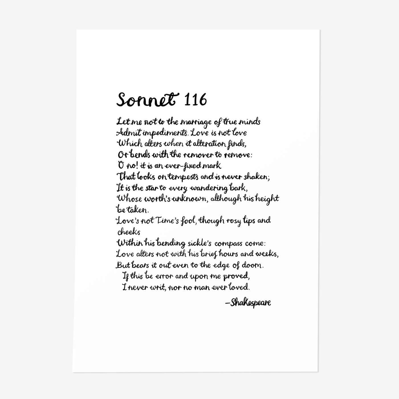 Shakespeare Sonnet 116 Print - Poppins & Co.