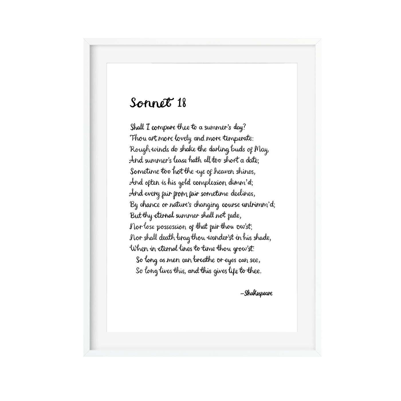 Shakespeare Sonnet 18 Print - Poppins & Co.