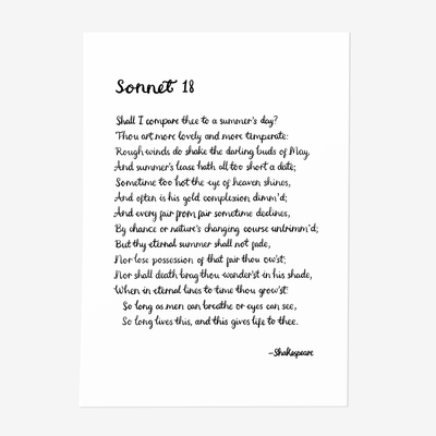 Shakespeare Sonnet 18 Print - Poppins & Co.