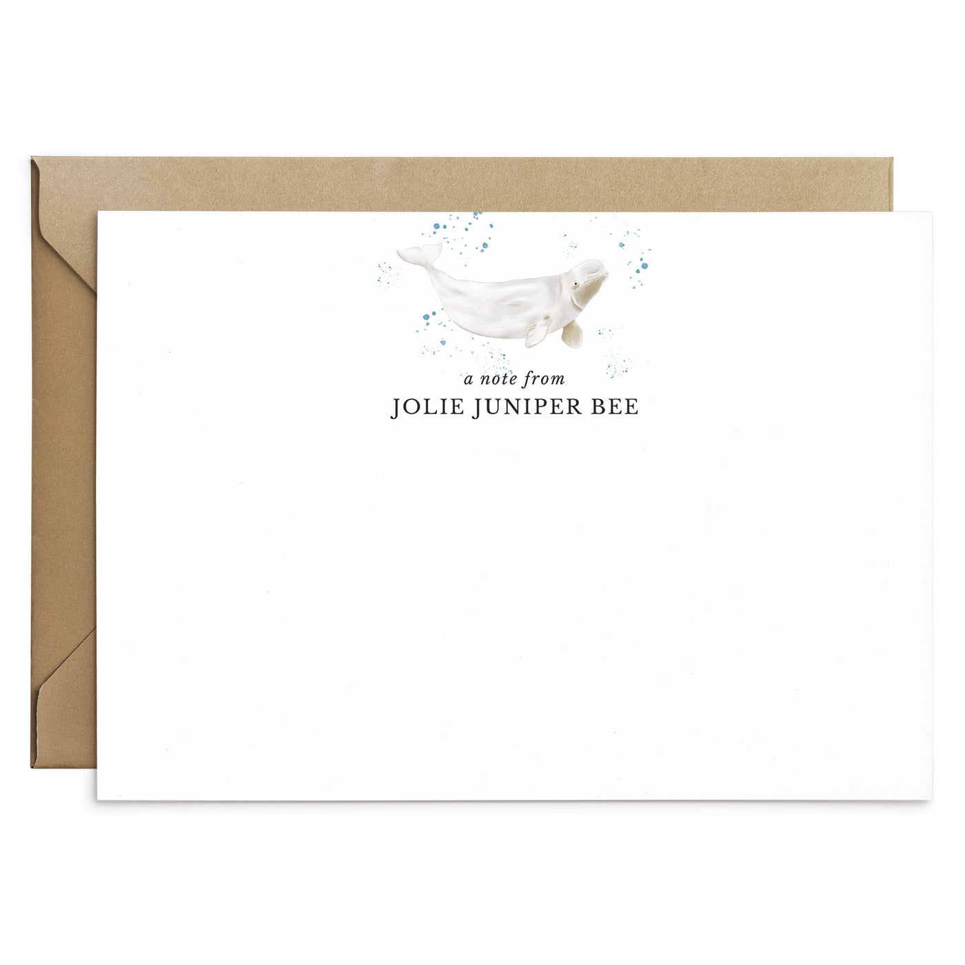Beluga Whale Personalised Notecard Set - Poppins & Co.