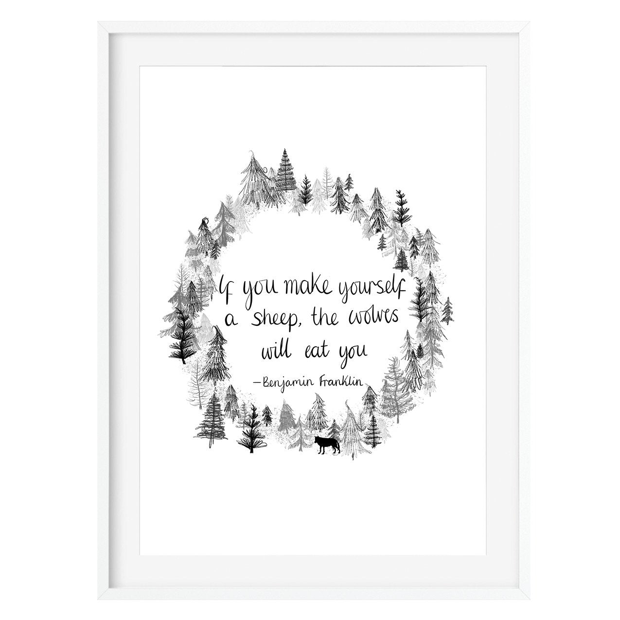 Benjamin Franklin Print Wolf Quote - Poppins & Co.