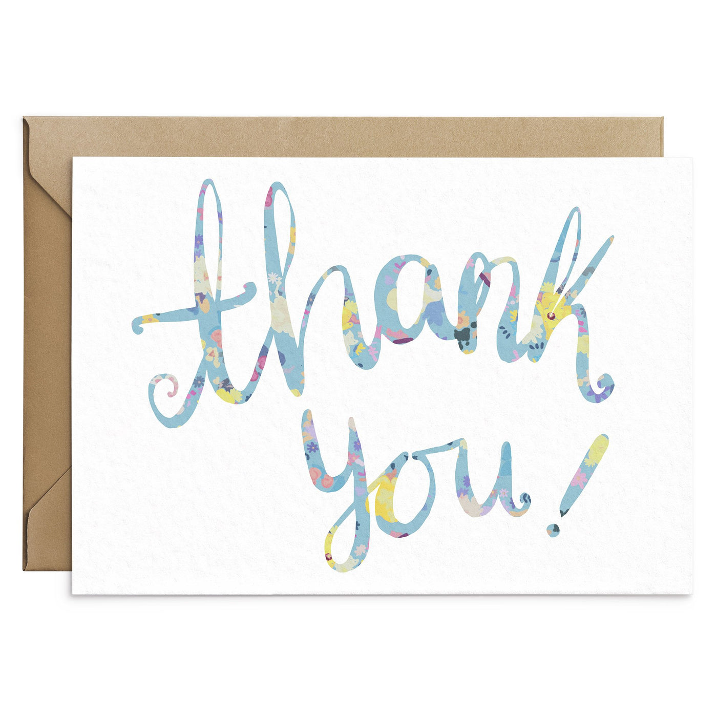 Blue Floral Thank You Card - Poppins & Co.