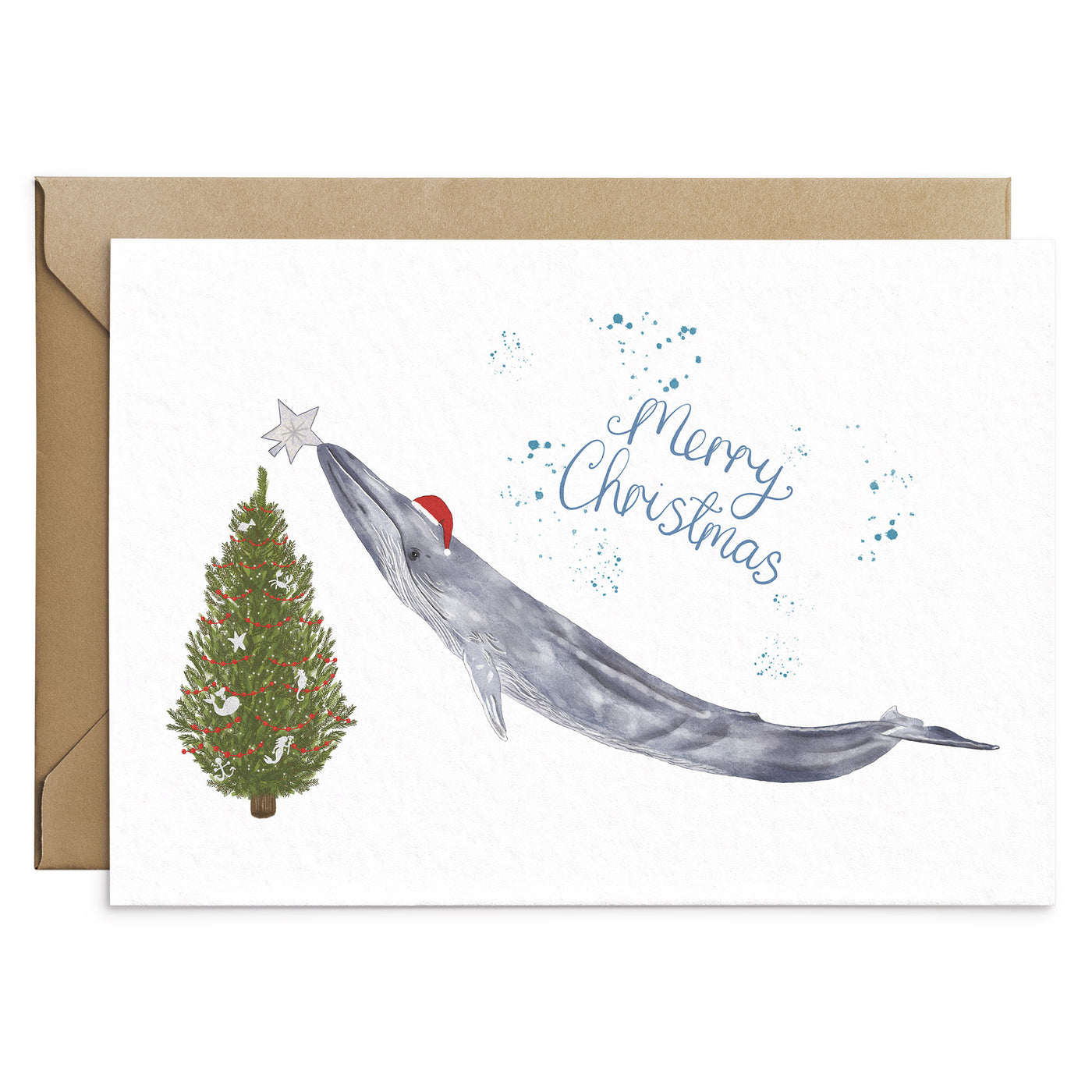 Blue Whale Christmas Card - Poppins & Co.