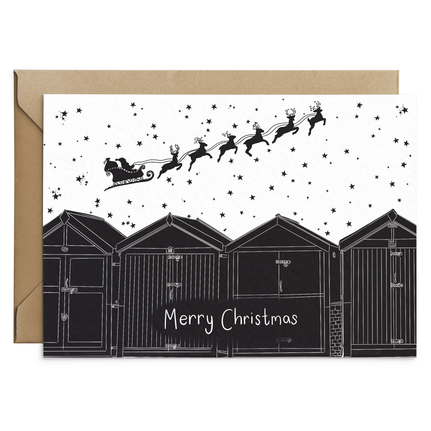 Brighton Beach Huts Christmas Card - Poppins & Co.
