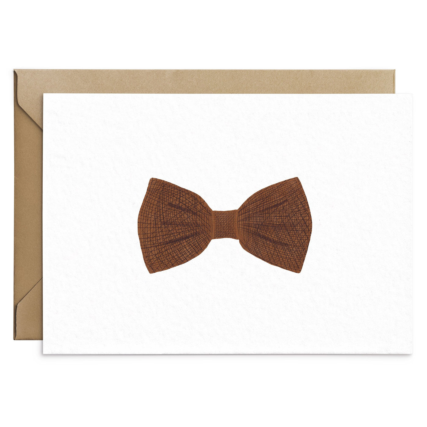 Brown Tweed Bowtie Card - Poppins & Co.