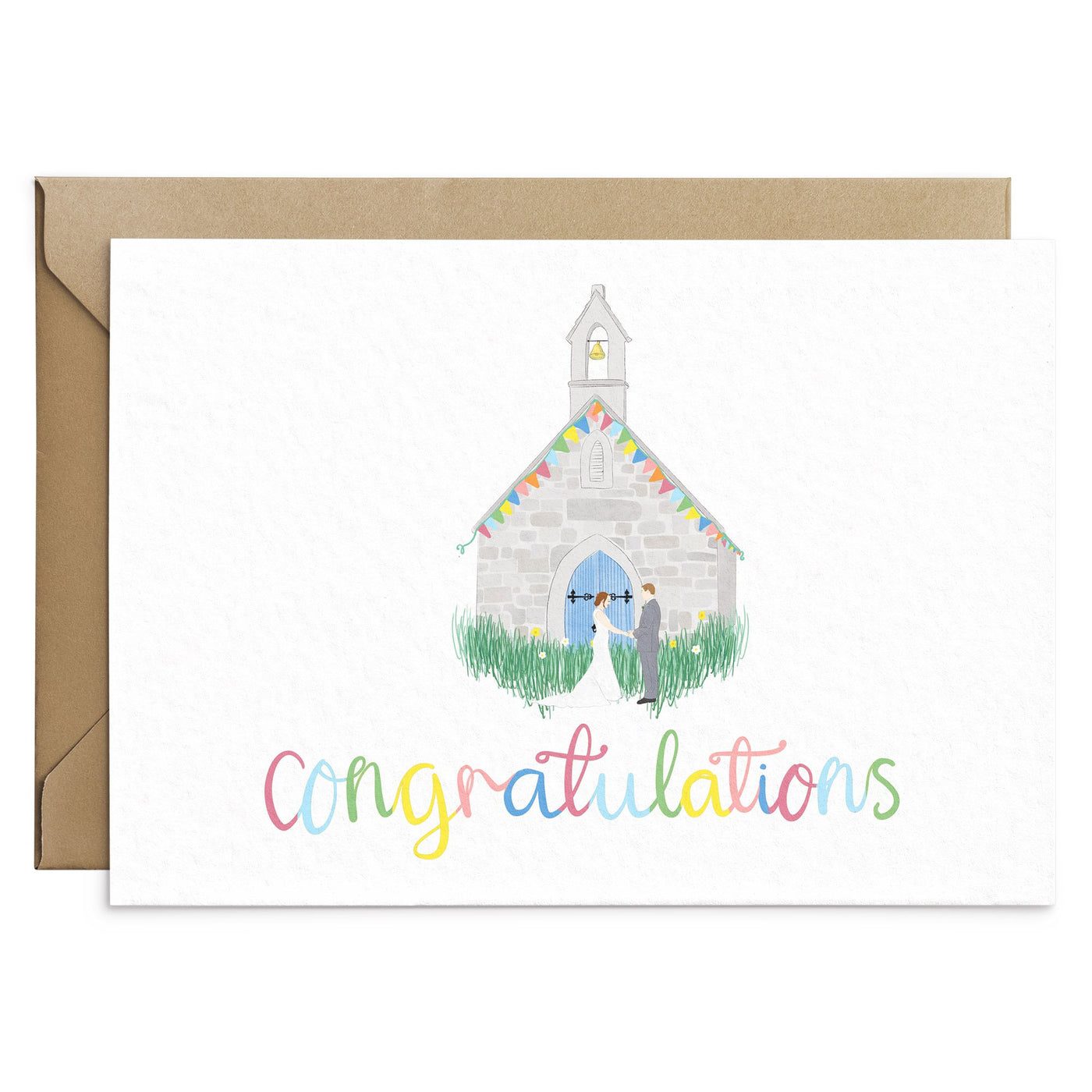 Colourful Church Wedding Card - Poppins & Co.