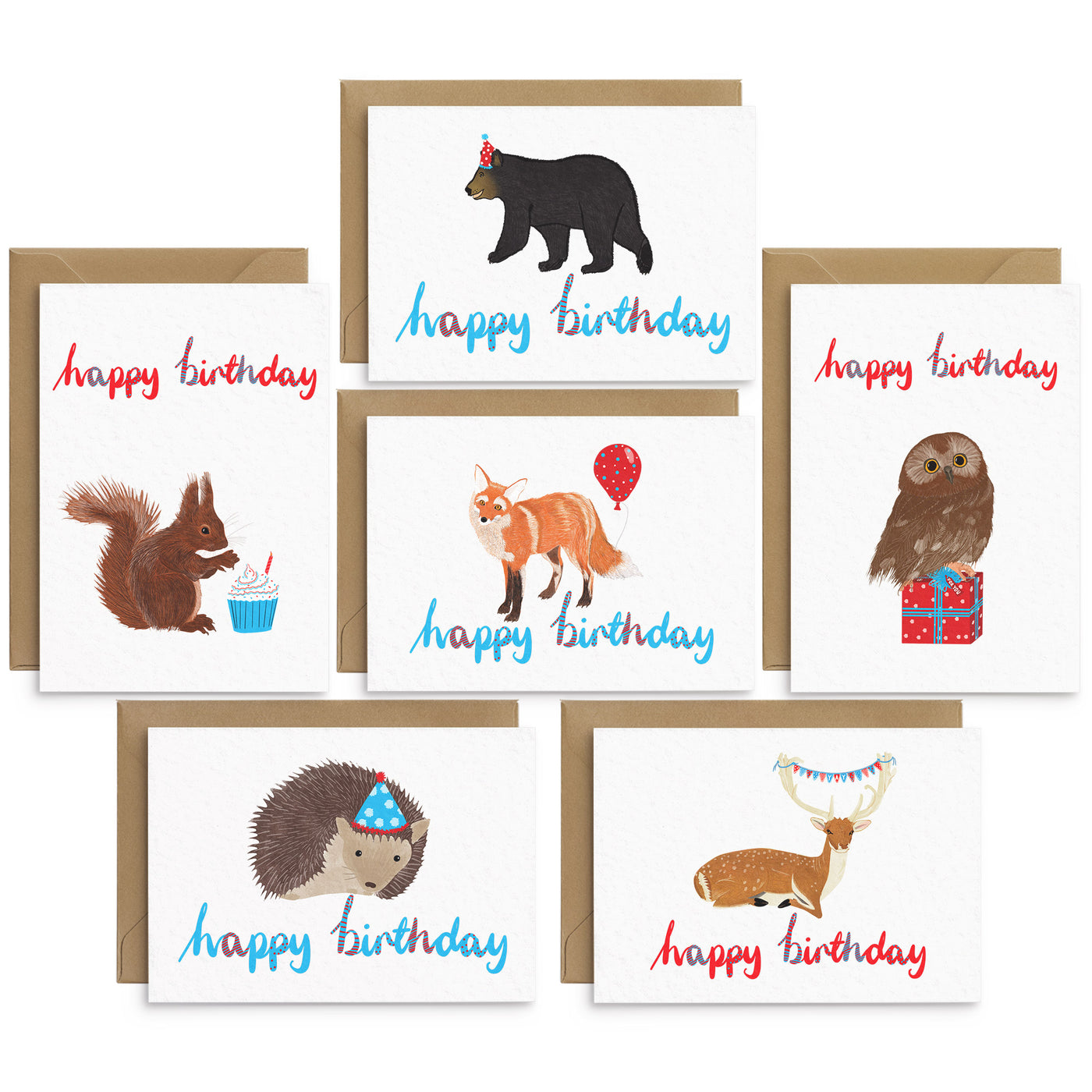 Cute Animal Birthday Card Set - Poppins & Co.