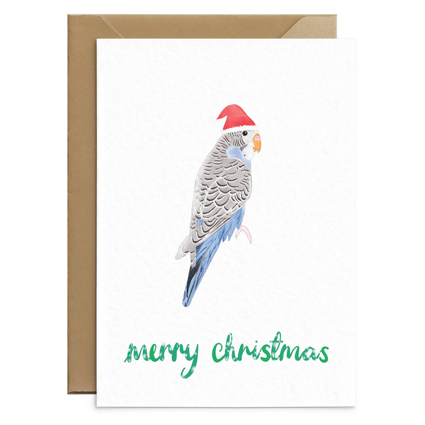 Cute Budgie Christmas Card - Poppins & Co.