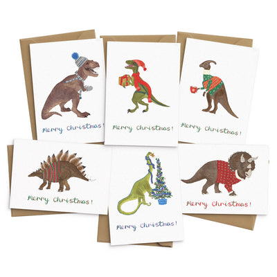 Cute Dinosaur Christmas Card Set - Poppins & Co.