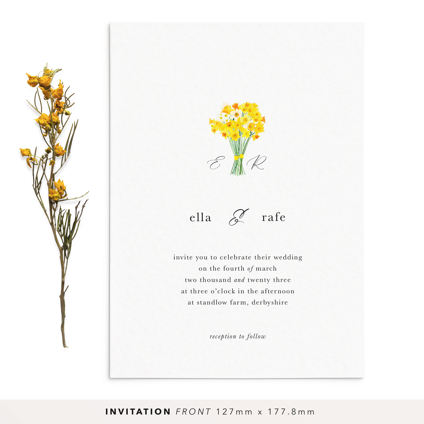 Daffodils Monogram Wedding Invitation - Poppins & Co.