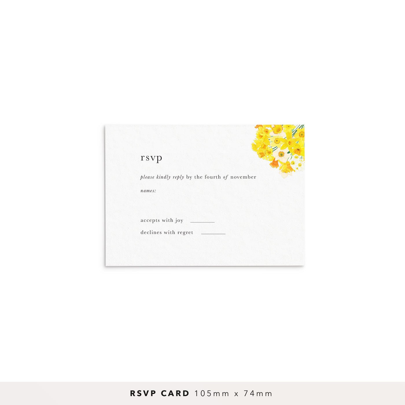 Daffodils Monogram Wedding RSVP Card - Poppins & Co.