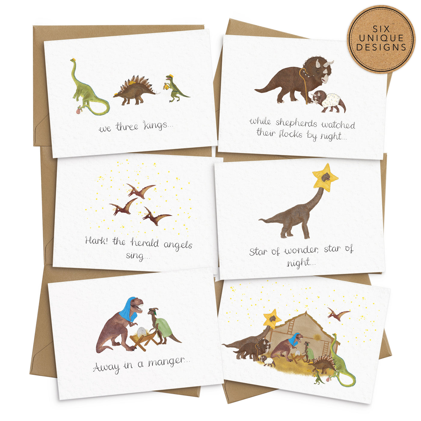 Dinosaur Nativity Christmas Cards Set - Poppins & Co.