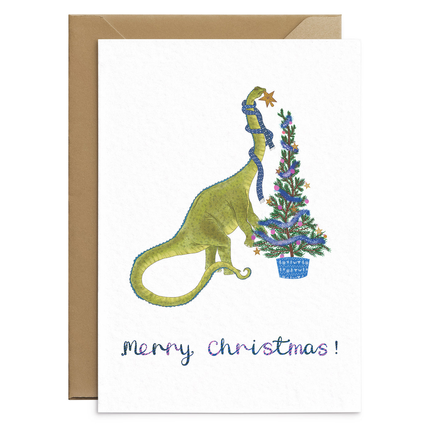Diplodocus Dinosaur Christmas Card - Poppins & Co.