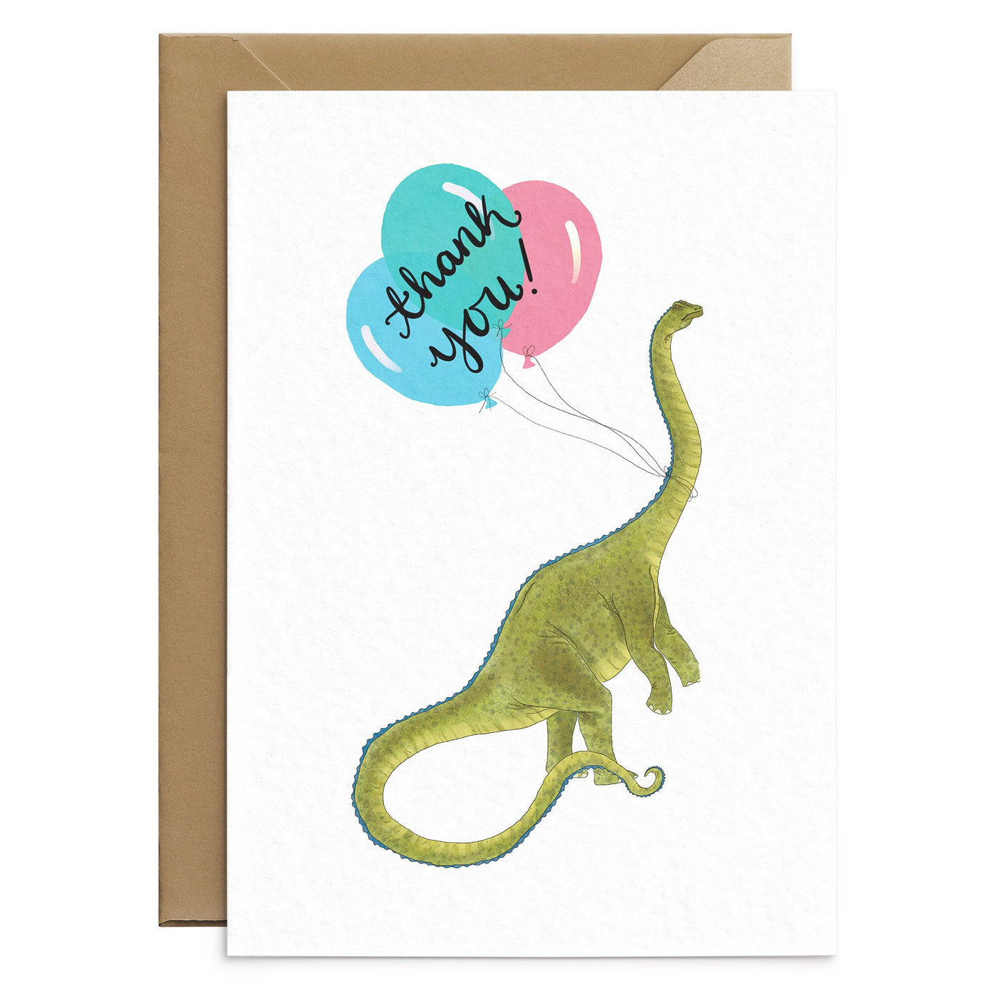 Cute Diplodocus Dinosaur Thank You Card - Poppins & Co.
