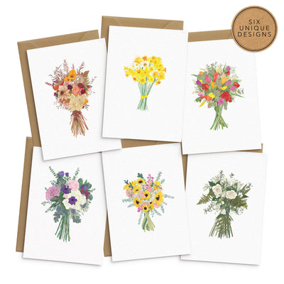 Floral Bouquet Greeting Cards - Set of 6