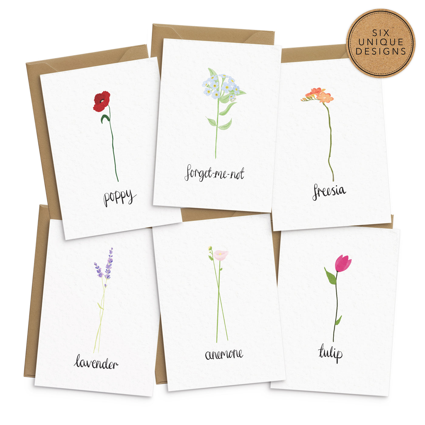 Flower Note Cards Set - Poppins & Co.