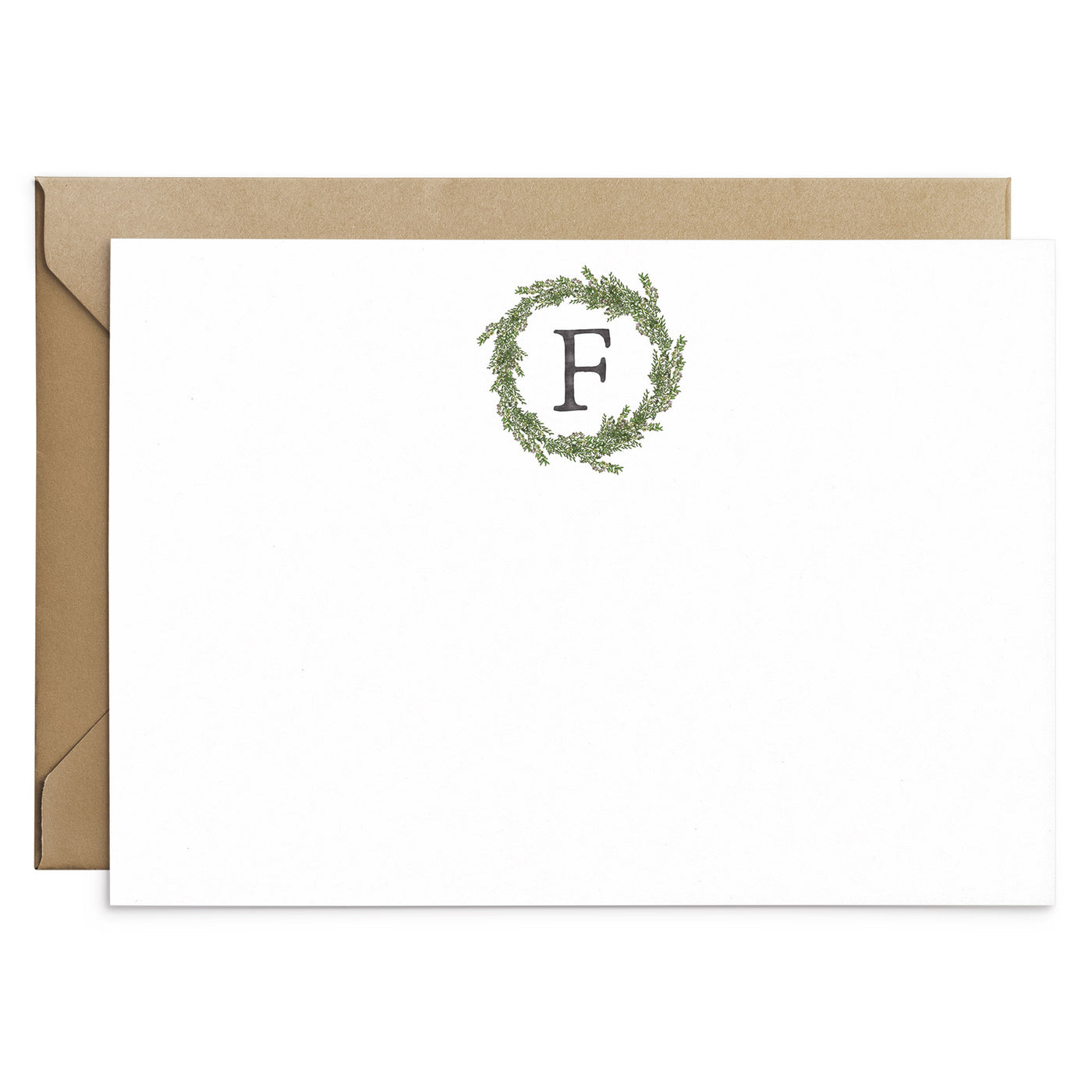 Forest Wreath Monogram Notecards - Poppins & Co.