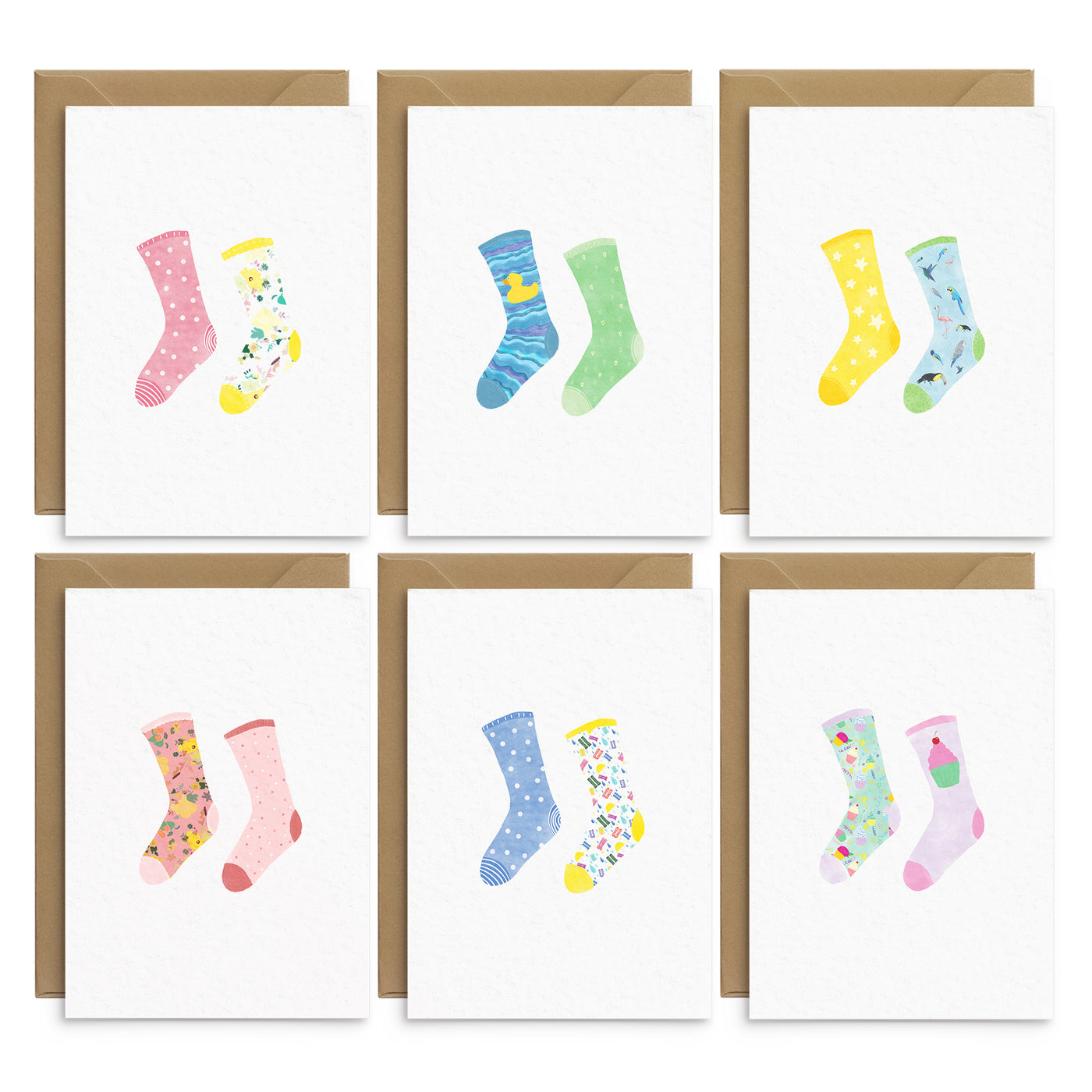 Fun Odd Socks Note Cards Set - Poppins & Co.