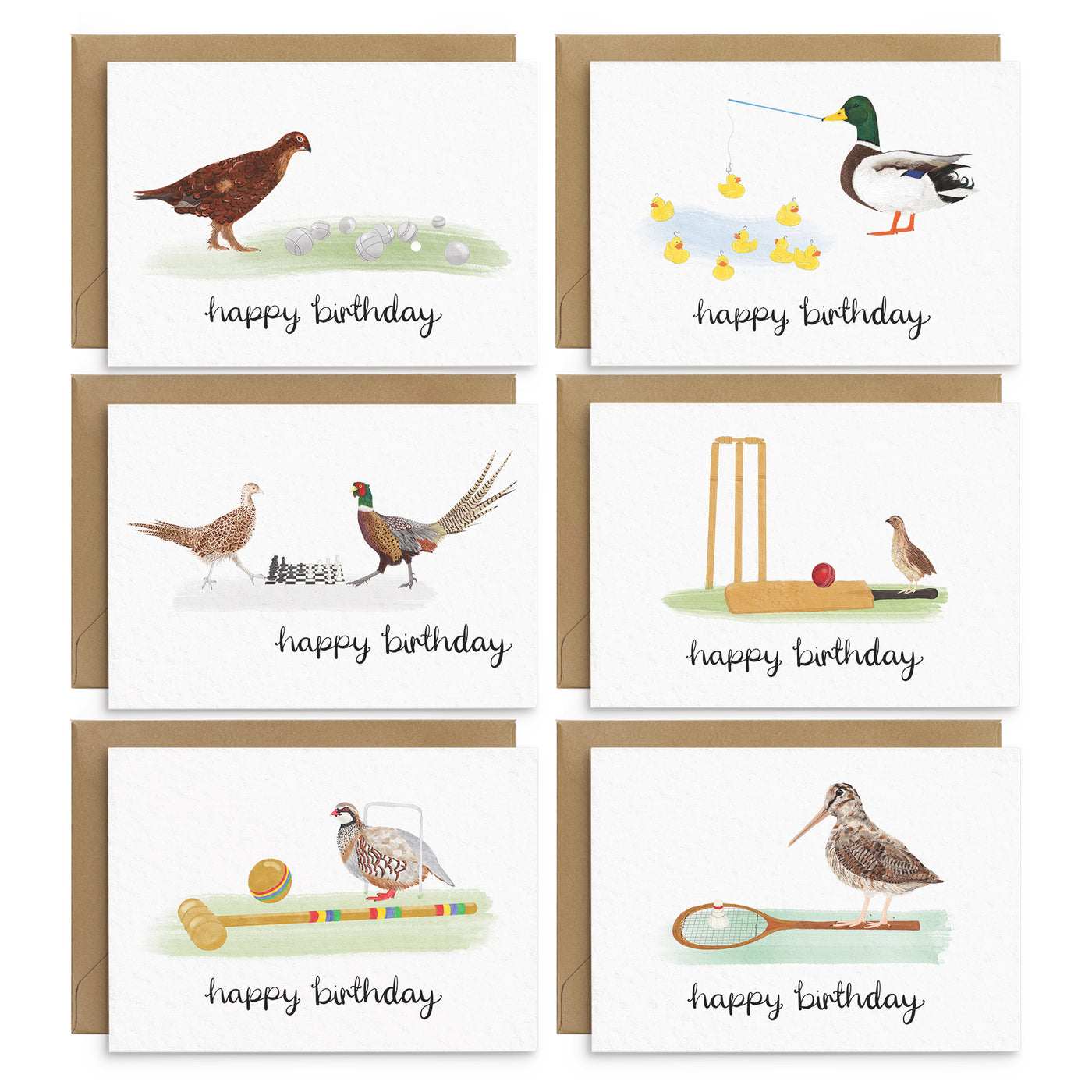 Game Birds Birthday Cards Set - Poppins & Co.