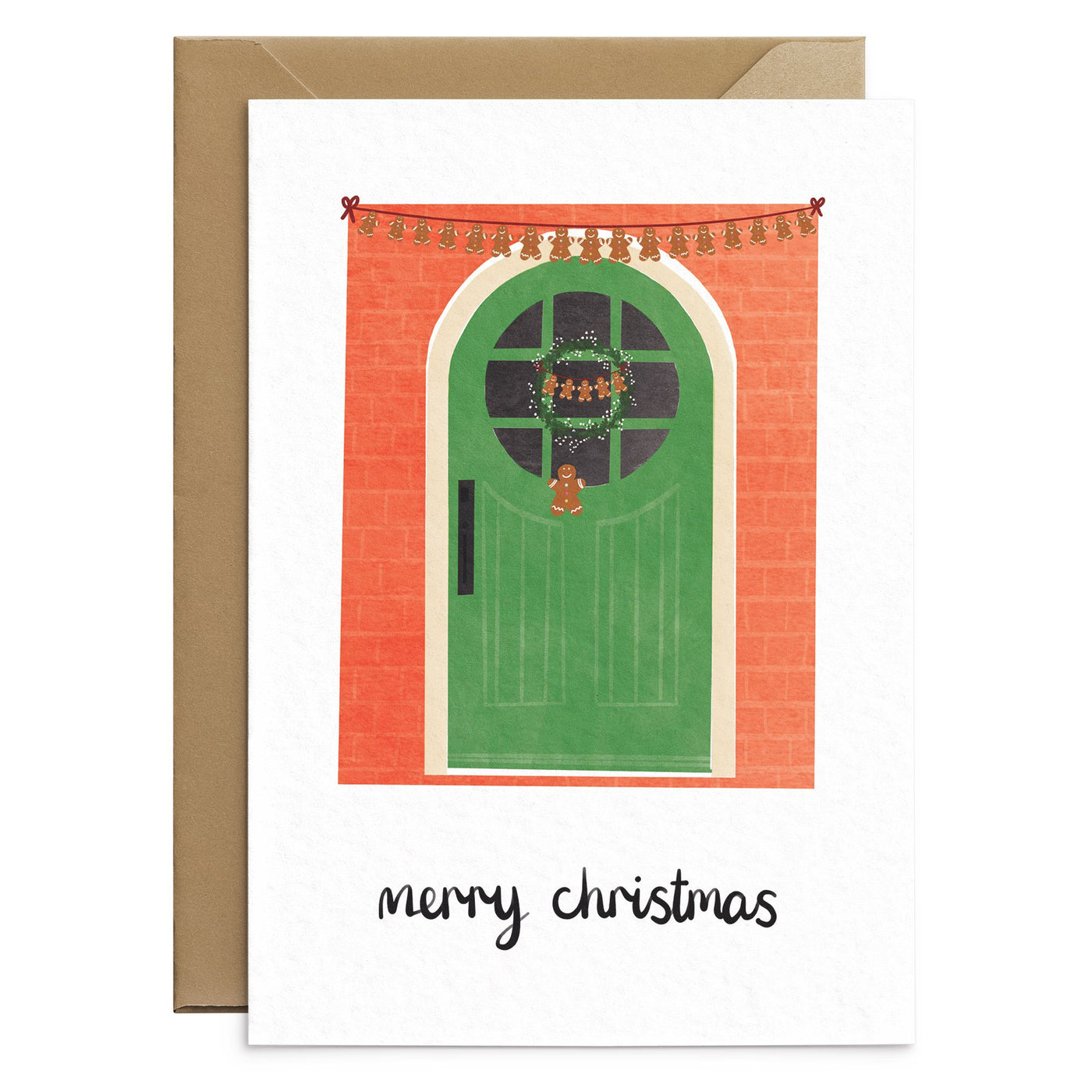 Traditional Christmas Door Wreath Card - Poppins & Co.
